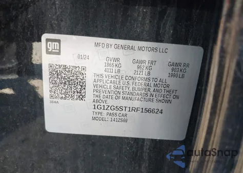 2024 Chevrolet Malibu Rs from USA, damaged, VIN 1G1ZG5ST1RF156624